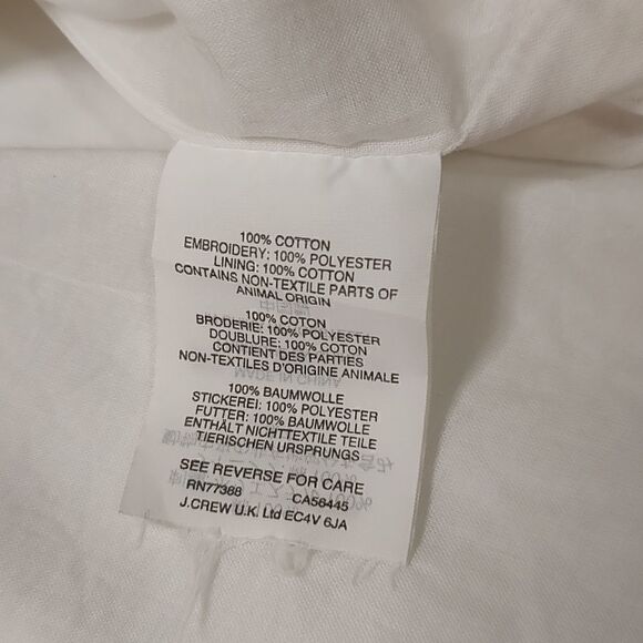 J. Crew Ivory Bell Sleeve Dot Fringe Fully Lined Cotton Dress Size 6Tall Preppy - Picture 4 of 8